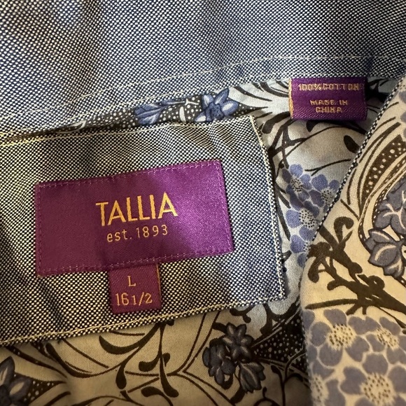 Tallia Blue Floral Button Down Sleeve Men's Large - Picture 4 of 8